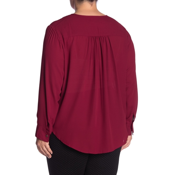 Catherine Malandrino Split Neck Chiffon Blouse 1X - Picture 2 of 4